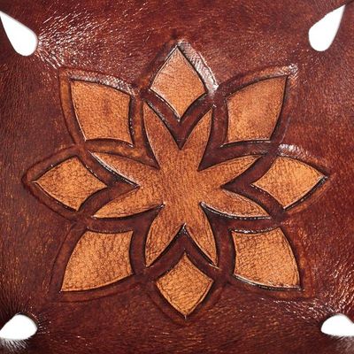 Alternate image for Andean Floral Hand Tooled Leather Catchall in Dark Brown Gothic Star