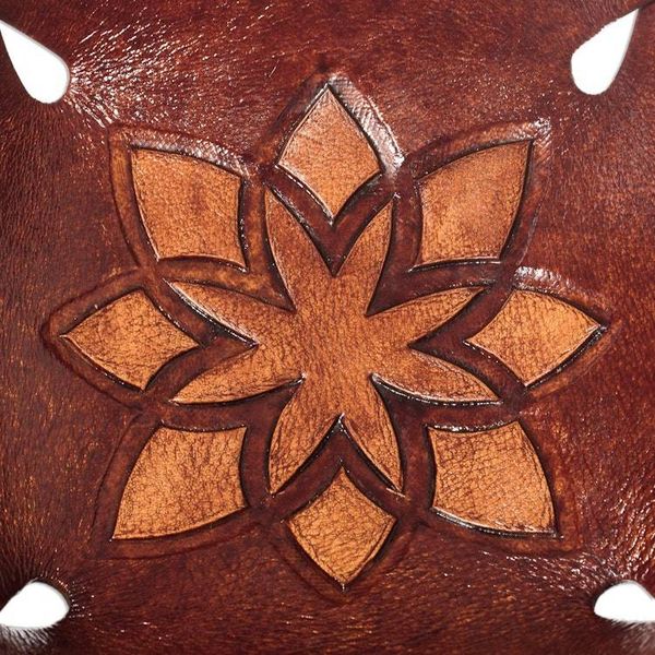 Alternate image for Andean Floral Hand Tooled Leather Catchall in Dark Brown Gothic Star