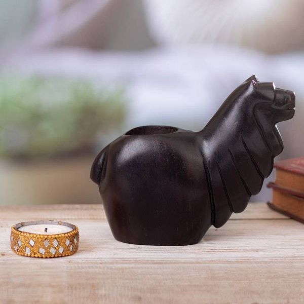 Alternate image for Traditional Inca Cedar Wood Conopa Tealight Candleholder Sacred Conopa
