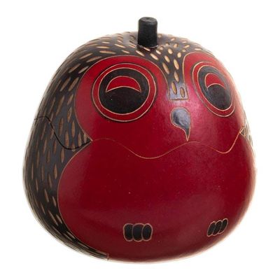 Alternate image for Decorative Owl Figures of Dried Mate Gourds from Peru Pair Singing Owls