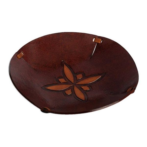 Alternate image for Star Motif Hand Tooled Brown Leather Catchall from Peru Gothic Star