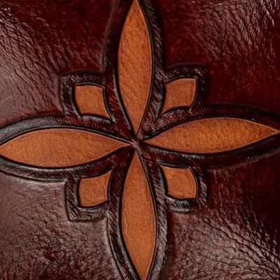 Alternate image for Star Motif Hand Tooled Brown Leather Catchall from Peru Gothic Star