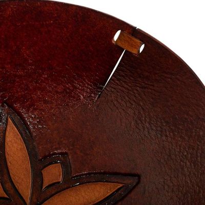 Alternate image for Star Motif Hand Tooled Brown Leather Catchall from Peru Gothic Star
