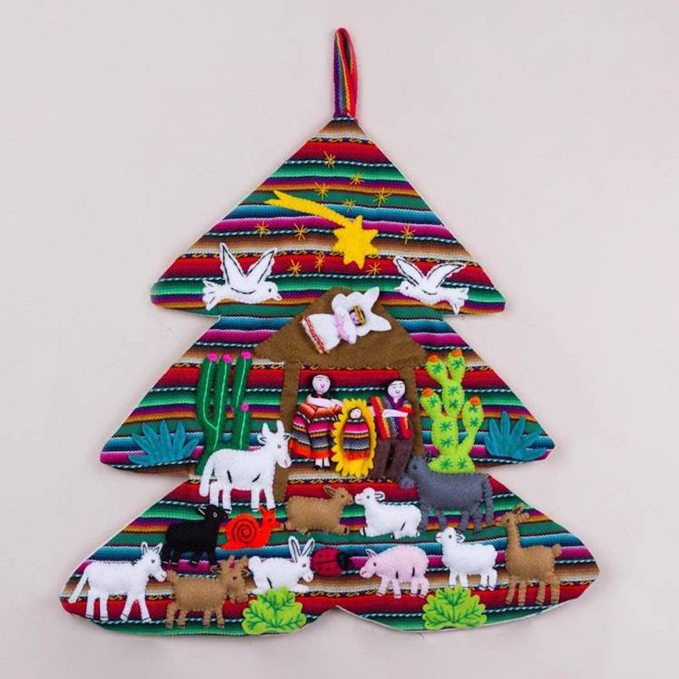 Handcrafted Andean Christmas Tree Applique Wall Hanging 'Andean Christmas Tree'
