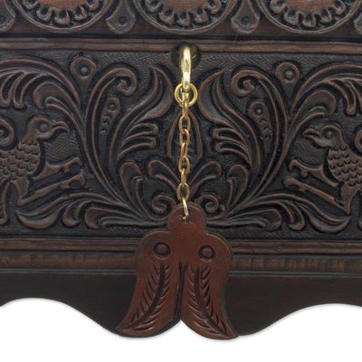 Alternate image for Cedar and Leather Floral Bird Decorative Box from Peru Andean Flight