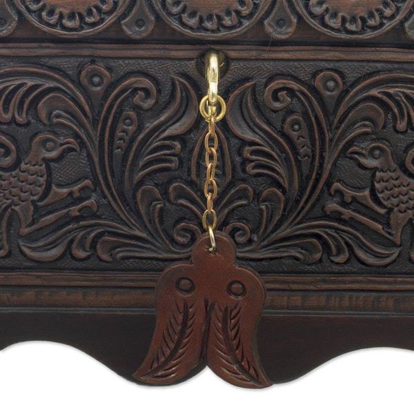 Alternate image for Cedar and Leather Floral Bird Decorative Box from Peru Andean Flight