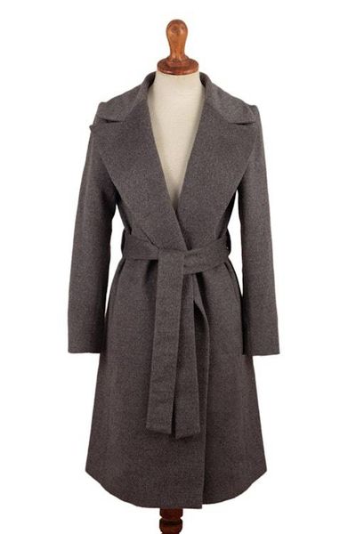 Alternate image for Grey Baby Alpaca Blend Long Wrap Coat Classically Chic