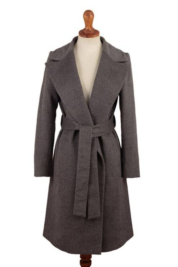 Alternate image for Grey Baby Alpaca Blend Long Wrap Coat Classically Chic