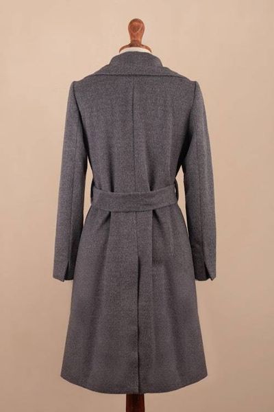 Alternate image for Grey Baby Alpaca Blend Long Wrap Coat Classically Chic