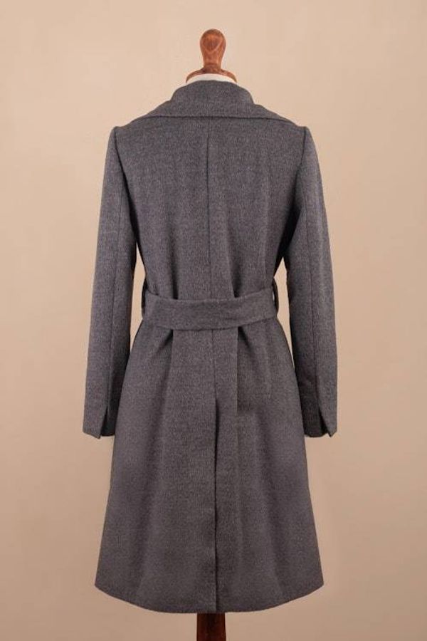 Alternate image for Grey Baby Alpaca Blend Long Wrap Coat Classically Chic