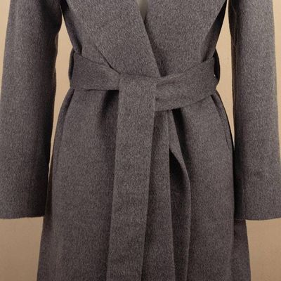 Alternate image for Grey Baby Alpaca Blend Long Wrap Coat Classically Chic