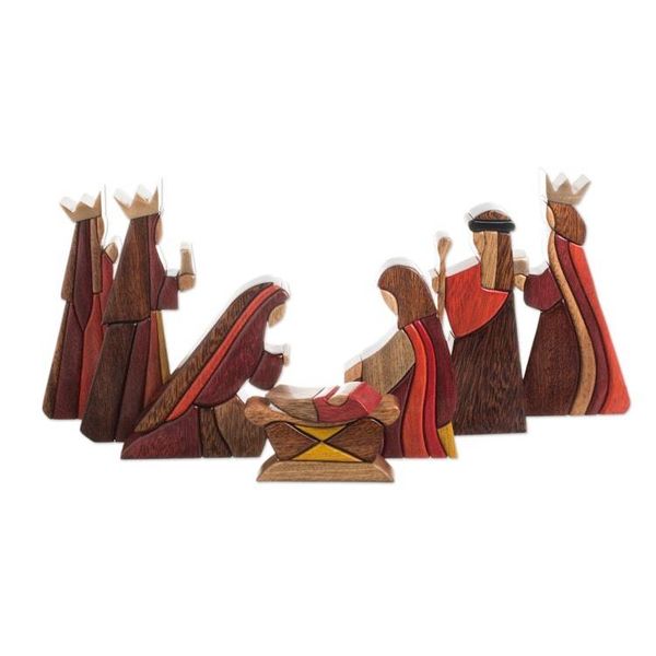 Alternate image for Wood Nativity Scene Set of 8 Pcs Handmade Peru Gifts for Baby Jesus