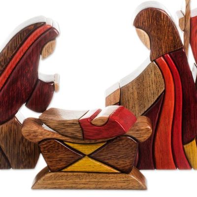 Alternate image for Wood Nativity Scene Set of 8 Pcs Handmade Peru Gifts for Baby Jesus