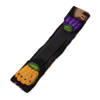 Alternate image for Embroidered Llama Pattern Wool Headband from Peru Llama Parade