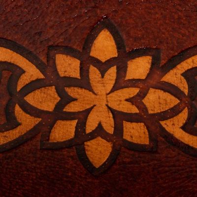 Alternate image for Tooled Leather Rectangular Brown Catchall Plate from Peru Redwood Gothic