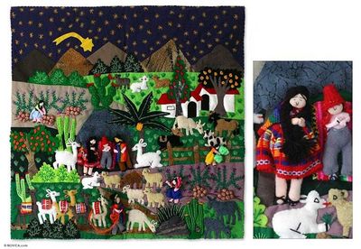 Alternate image for Unique Christianity Applique Folk Art Wall Hanging Christmas Star