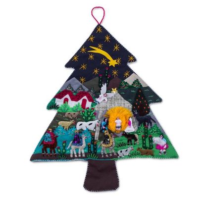 Alternate image for Handcrafted Andean Christmas Pine Tree Applique Wall Hanging Andean Christmas Pine