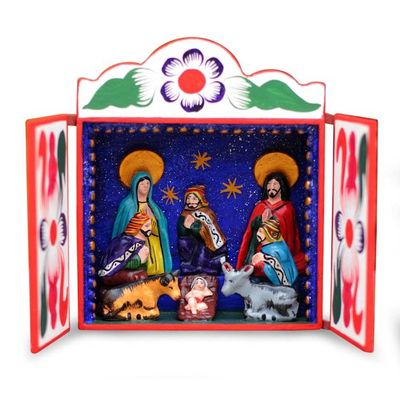 Alternate image for Christianity Wood Retablo Folk Art from the Andes Nativity Scene