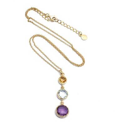 Alternate image for 2-Carat 18k Gold-Plated Multi-Gemstone Pendant Necklace New Promise