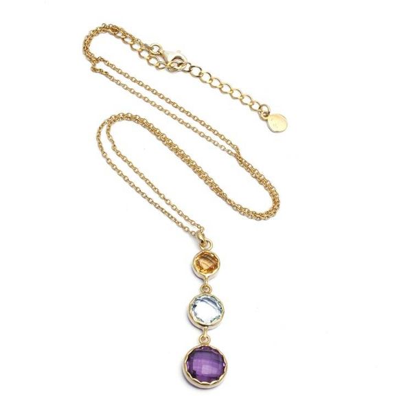 Alternate image for 2-Carat 18k Gold-Plated Multi-Gemstone Pendant Necklace New Promise
