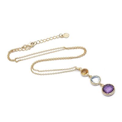 Alternate image for 2-Carat 18k Gold-Plated Multi-Gemstone Pendant Necklace New Promise
