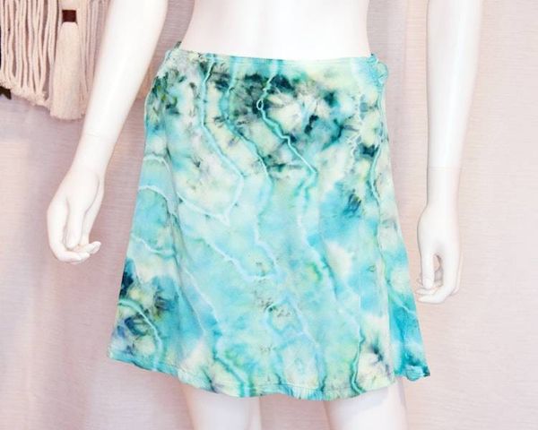 Alternate image for Short Rayon Wrap Skirt - Aqua