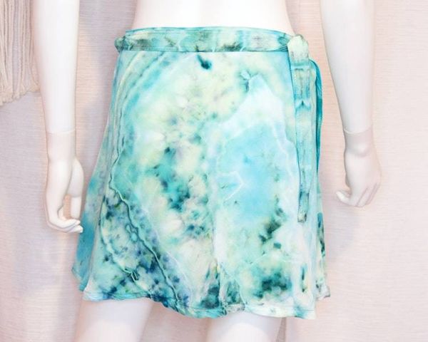 Alternate image for Short Rayon Wrap Skirt - Aqua