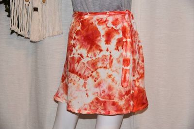 Alternate image for Short Rayon Wrap Skirt - Orange