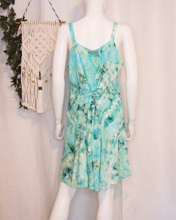 Alternate image for L - Short Rayon Dress - Aqua Geode