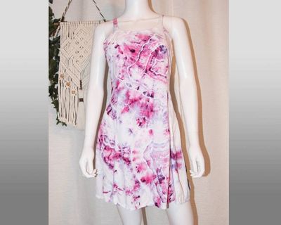 Alternate image for S - Short Rayon Dress - Pink Purple White Geode