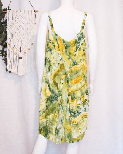 Alternate image for 2XL - Short Rayon Dress - Green Yellow Geode