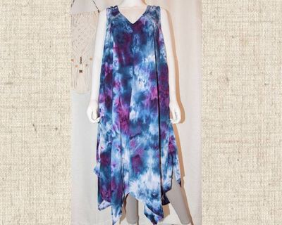 Alternate image for 3XL - Short Rayon Dress - Purple Blue