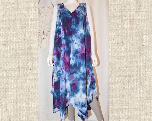 Alternate image for 3XL - Short Rayon Dress - Purple Blue