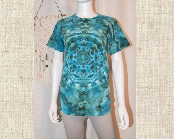 Alternate image for Small (adult) - T-Shirt - Blue Green Mandala
