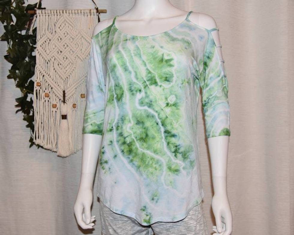 Small - Strappy Shoulder Rayon T-Shirt