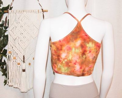 Alternate image for Womens Cropped Tank Top - Large - Rust Orange and Green