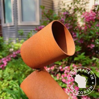 Alternate image for 48 Rusted Steel Garden Sculpture | Modern Metal Yard Art | Abstract Outdoor Sculpture | Freestanding Landscape Accent