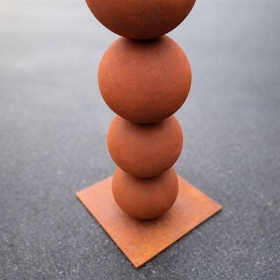 Alternate image for 30 Rusted Steel Sphere Garden Sculpture | Modern Outdoor Garden Art | Minimalist Yard Sculpture | Freestanding Metal Sculpture