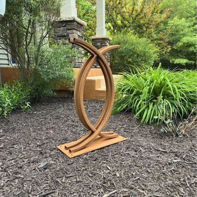 Primary image for Modern Metal Garden Sculpture | Abstract Outdoor Sculpture | Rusted Steel Yard Art | Contemporary Landscape Decor