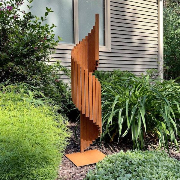 Alternate image for Modern Rusted Steel Garden Sculpture | Abstract Metal Yard Art | Contemporary Outdoor Landscape Sculpture
