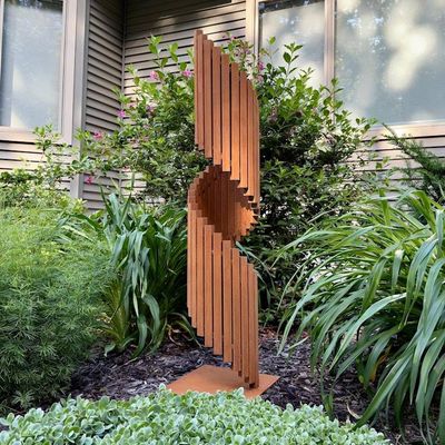 Alternate image for Modern Rusted Steel Garden Sculpture | Abstract Metal Yard Art | Contemporary Outdoor Landscape Sculpture