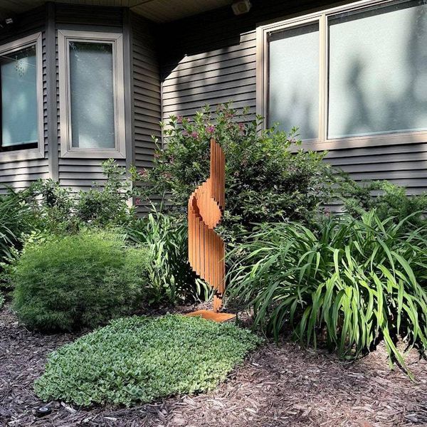 Alternate image for Modern Rusted Steel Garden Sculpture | Abstract Metal Yard Art | Contemporary Outdoor Landscape Sculpture