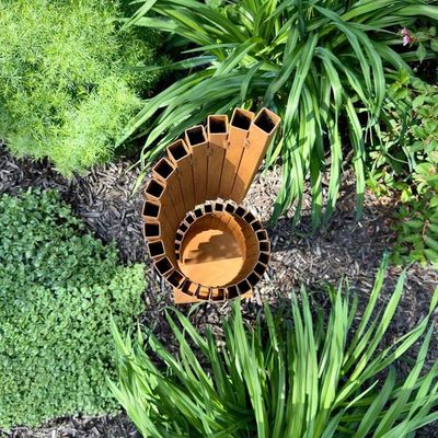 Alternate image for Modern Rusted Steel Garden Sculpture | Abstract Metal Yard Art | Contemporary Outdoor Landscape Sculpture