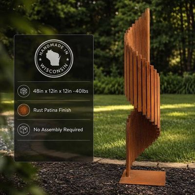 Alternate image for Modern Rusted Steel Garden Sculpture | Abstract Metal Yard Art | Contemporary Outdoor Landscape Sculpture