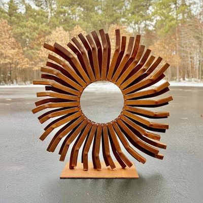 Primary image for Large Rusted Metal Garden Sculpture | Modern Steel Outdoor Sculpture | Abstract Yard Art | Contemporary Landscape Decor