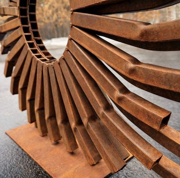 Alternate image for Large Rusted Metal Garden Sculpture | Modern Steel Outdoor Sculpture | Abstract Yard Art | Contemporary Landscape Decor