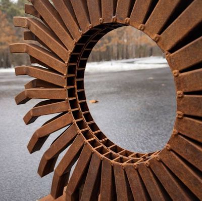Alternate image for Large Rusted Metal Garden Sculpture | Modern Steel Outdoor Sculpture | Abstract Yard Art | Contemporary Landscape Decor