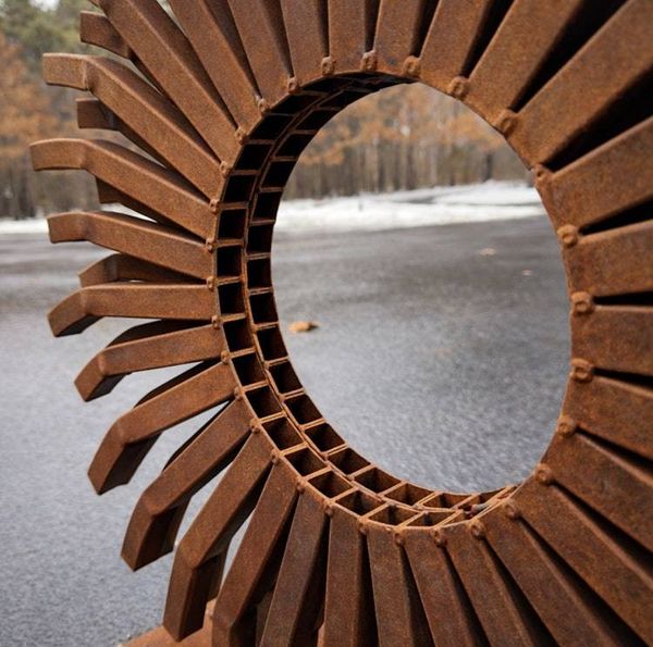 Alternate image for Large Rusted Metal Garden Sculpture | Modern Steel Outdoor Sculpture | Abstract Yard Art | Contemporary Landscape Decor