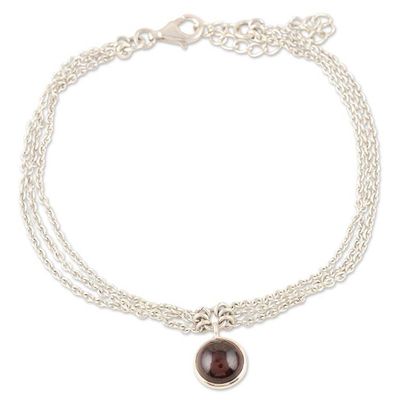 Alternate image for Garnet and Sterling Silver Charm Bracelet Crafted in India Scarlet Globe