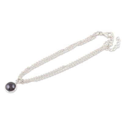 Alternate image for Garnet and Sterling Silver Charm Bracelet Crafted in India Scarlet Globe